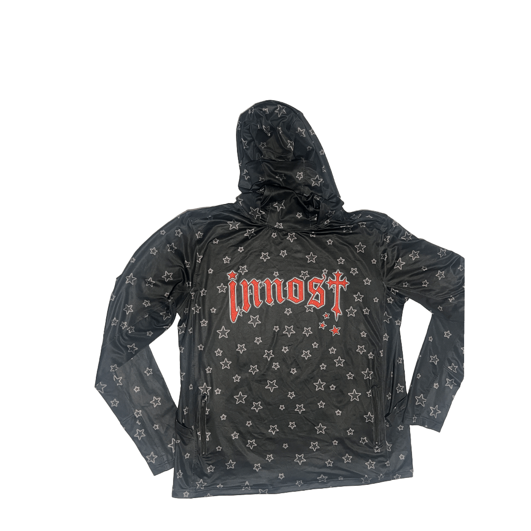 Summer Galaxy Starfall Hoodie – exclusive star pattern, UPF 50+ sun protection, lightweight quick-dry fabric, and ultimate comfort for summer adventures.