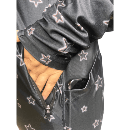 Close-Up: Starfall Jacket – Detailed shot of the zippered pocket and thumbhole cuffs for extra functionality and stylish comfort